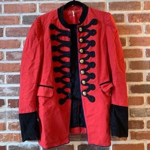 Free People Red&Black Structured Blazer